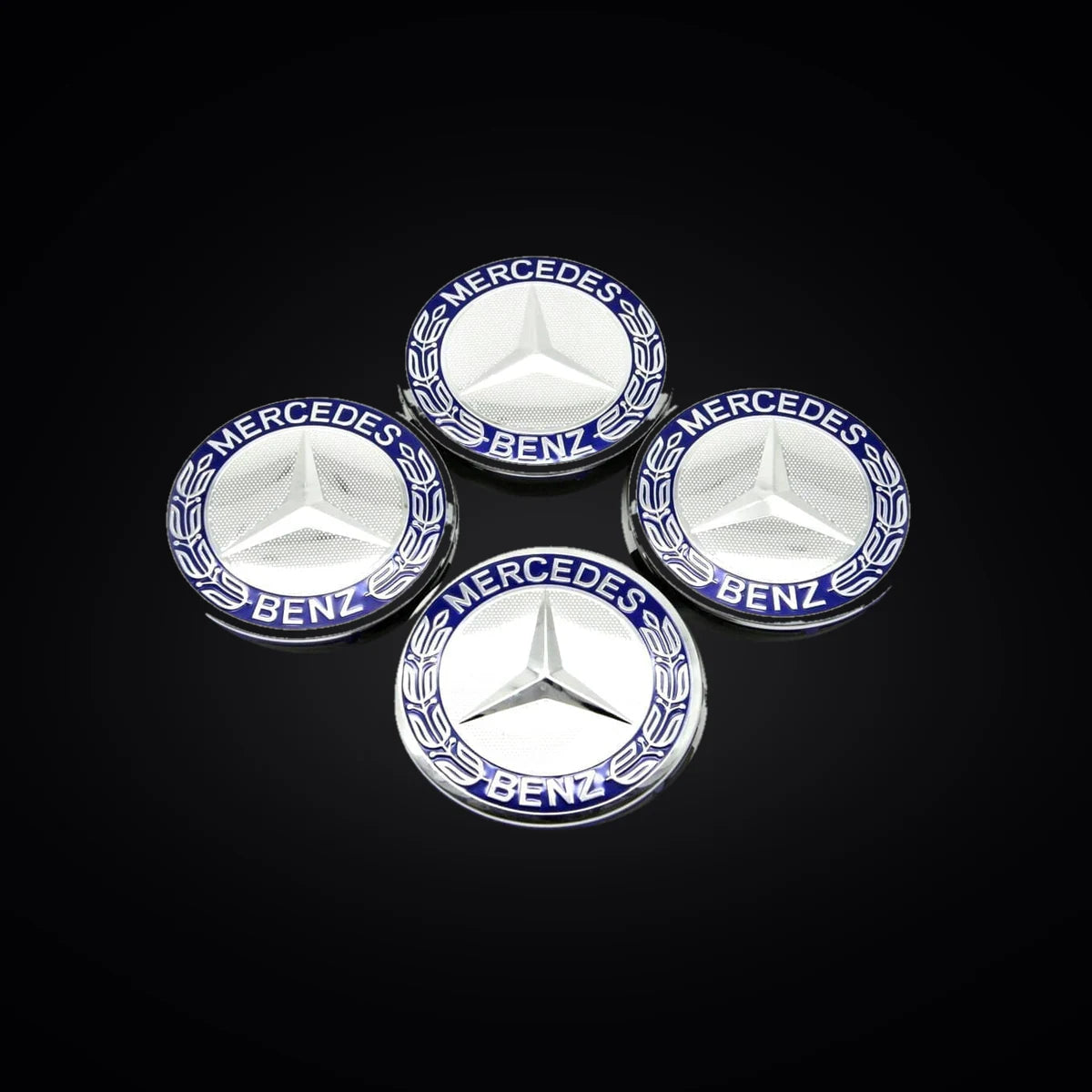 Kit X4 Centros De Llanta para Mercedes Benz Laureles 75mm Azul-Negro. [IRP-CATALOG:KIT-X4-WHUB013-AZU-1-O.webp:16e14c9ccd8a2127]