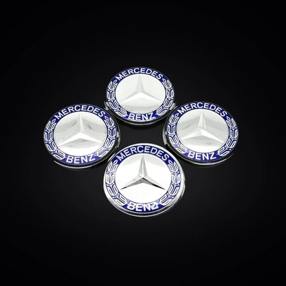 Kit X4 Centros De Llanta para Mercedes Benz Laureles 75mm Azul-Negro. [IRP-CATALOG:KIT-X4-WHUB013-AZU-1-O.webp:16e14c9ccd8a2127]