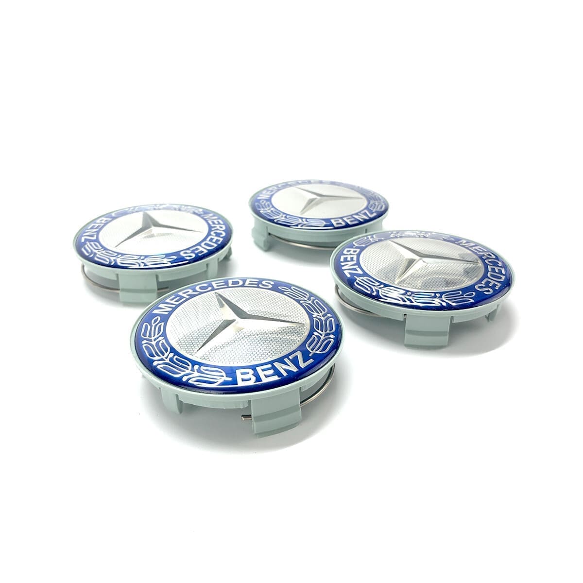 Kit X4 Centros De Llanta para Mercedes Benz Laureles 75mm Azul-Negro