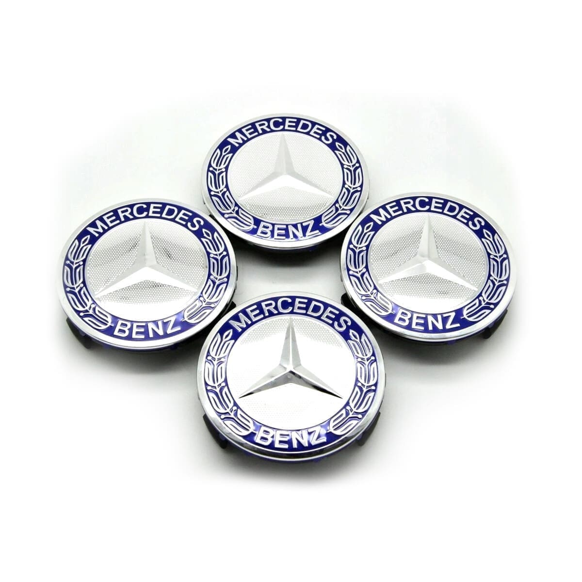 Kit X4 Centros De Llanta para Mercedes Benz Laureles 75mm Azul-Negro