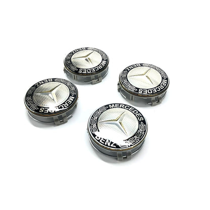 Kit X4 Centros De Llanta para Mercedes Benz Laureles 75mm Azul-Negro
