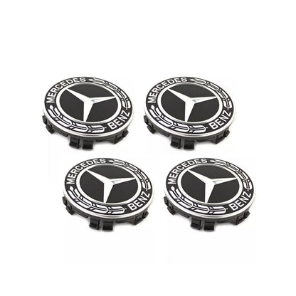 Kit X4 Centros De Llanta para Mercedes Benz Laureles 75mm Azul-Negro