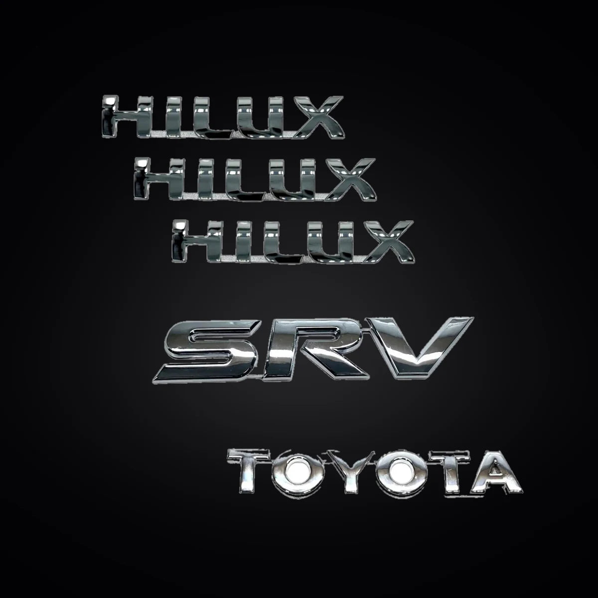 Kit Emblemas Traseros y Laterales para Toyota Hilux Srv 05-15. [IRP-CATALOG:KIT-X5-EMB-SRV-05-15-1-O.webp:85b9b9f065e11fb9]