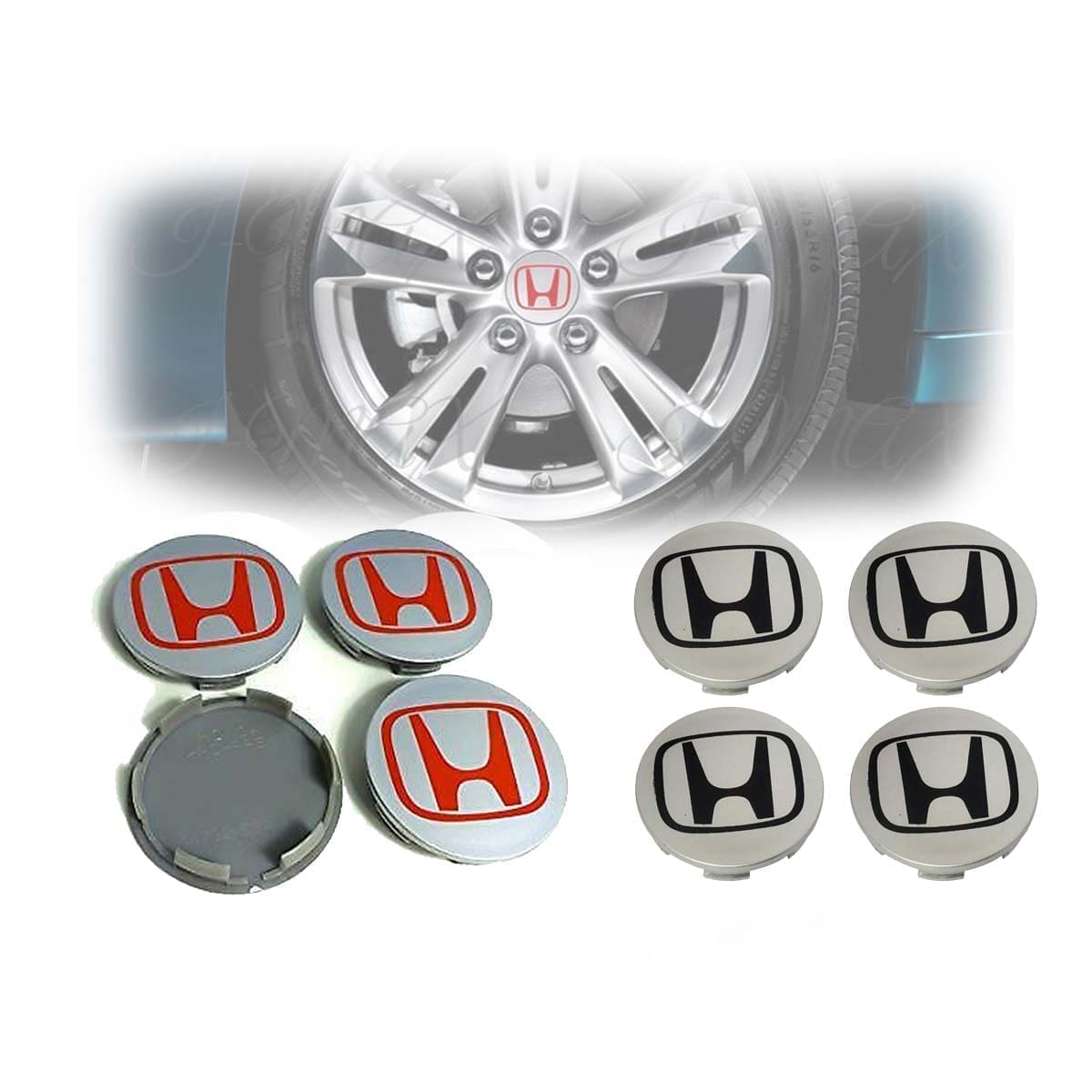 Centro de llanta para Honda 69mm con H Roja/Negra