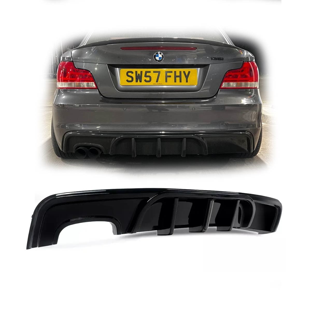 Difusor Trasero BMW Serie 1 E82 Negro Brillante M Sport