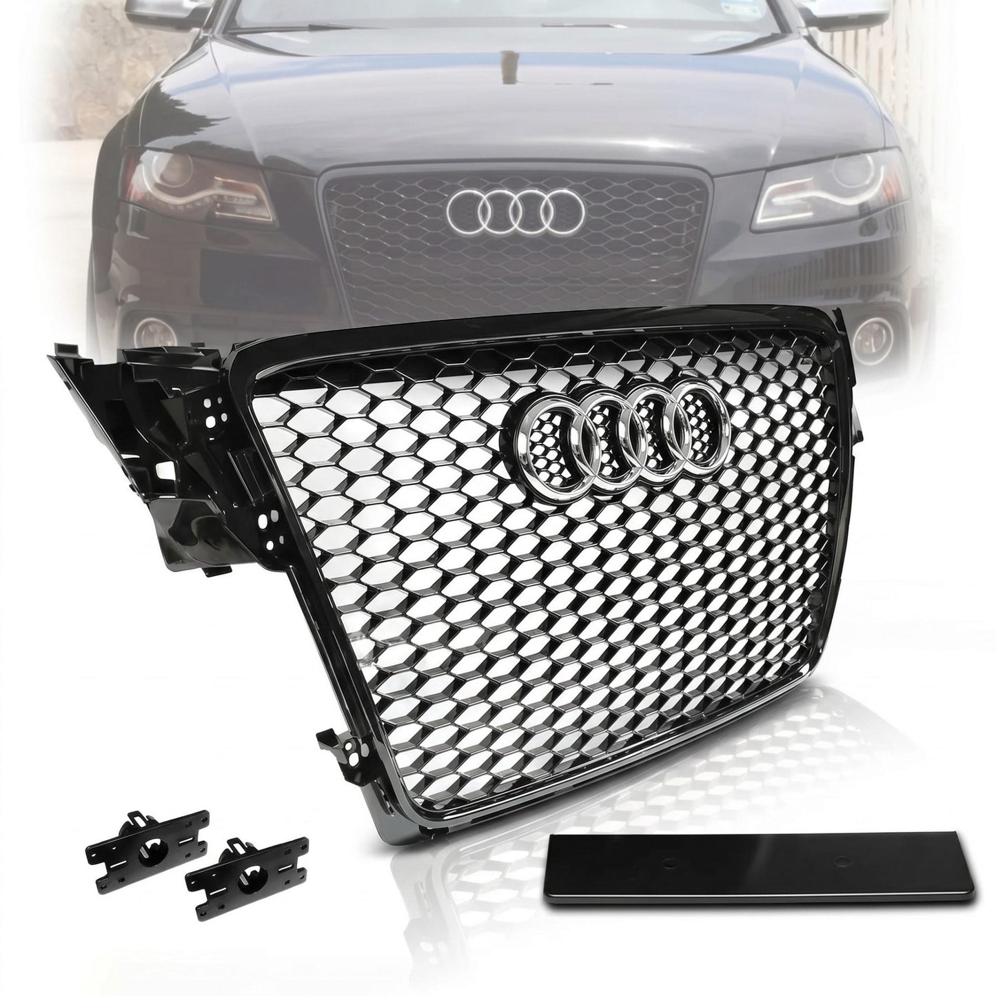 Parrilla Delantera Audi A4/S4 08-12 RS4 Negra Brillante