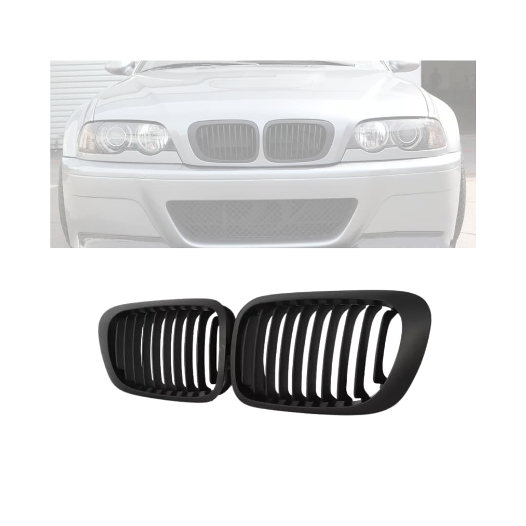 Parrilla BMW E46 99-01 Pre LCI Delantera Riñón M3 Negra Brillante