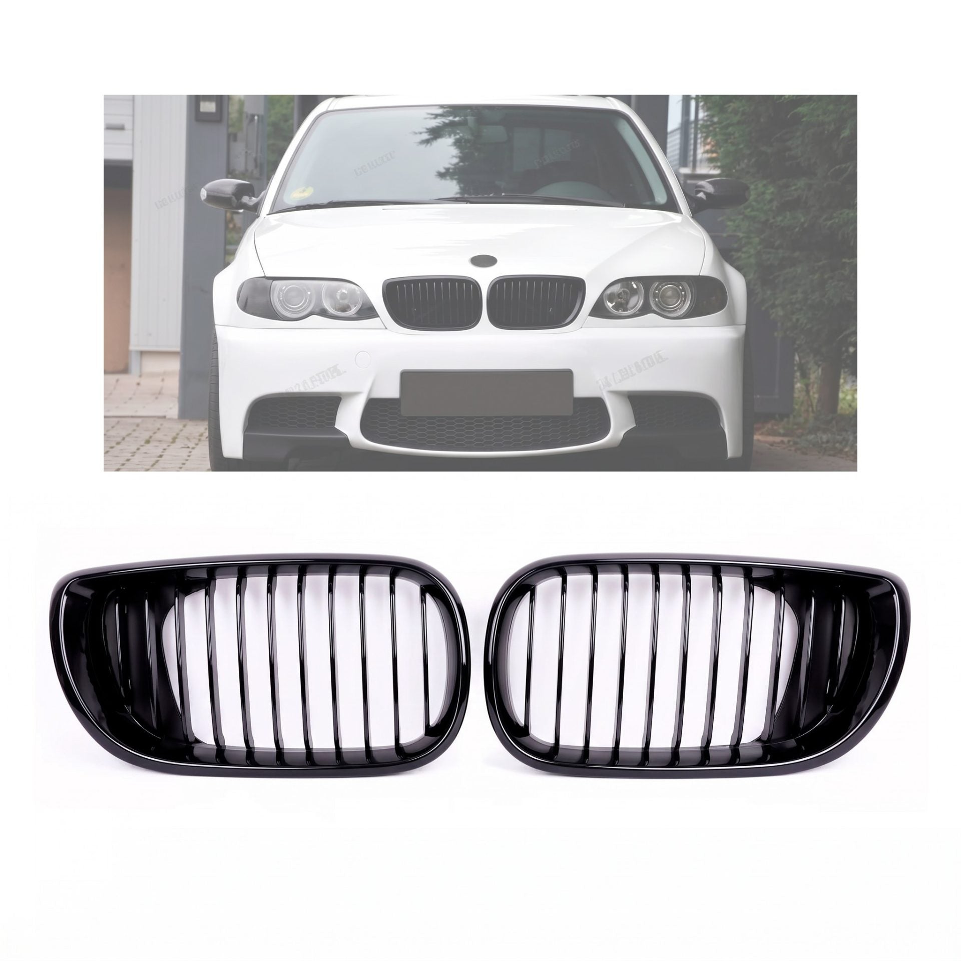 Parrilla BMW E46 02-05 LCI Delantera Riñón M3 Negra Brillante