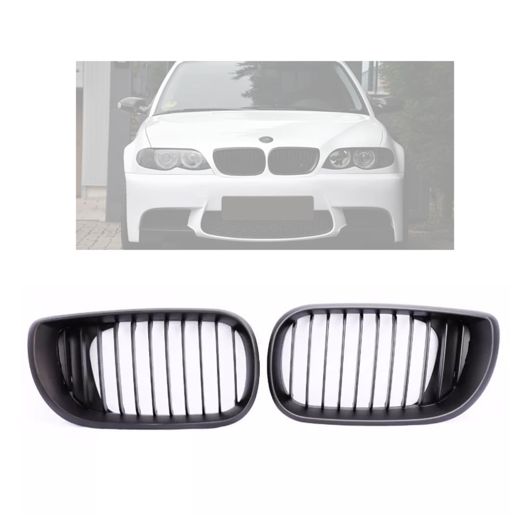 Parrilla BMW E46 02-05 LCI Delantera Riñón M3 Negra Brillante