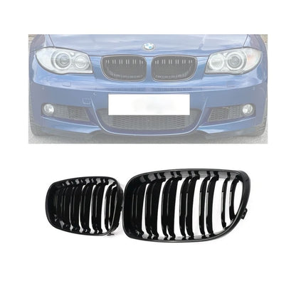 Parrilla Kidneys Riñones doble vira negra brillante BMW Serie 1 E81 E82 E87 Facelift LCI