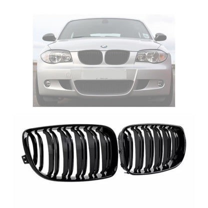 Parrilla BMW Kidneys Riñones Serie 1 E81 E82 E87 Pre Facelift Doble Vira Negra Brillante