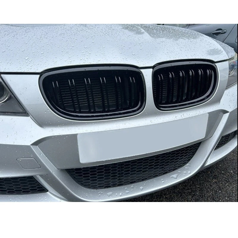 Parrilla De Doble Vira Kidneys Riñones Negra Brillante BMW Serie 3 Sedan E90 LCI 09-12