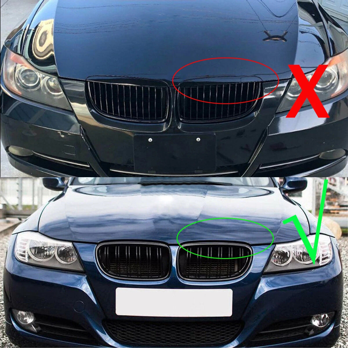 Parrilla De Doble Vira Kidneys Riñones Negra Brillante BMW Serie 3 Sedan E90 LCI 09-12