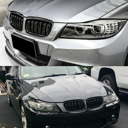 Parrilla De Doble Vira Kidneys Riñones Negra Brillante BMW Serie 3 Sedan E90 LCI 09-12