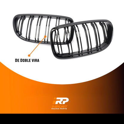 Parrilla De Doble Vira Kidneys Riñones Negra Brillante BMW Serie 3 Sedan E90 LCI 09-12