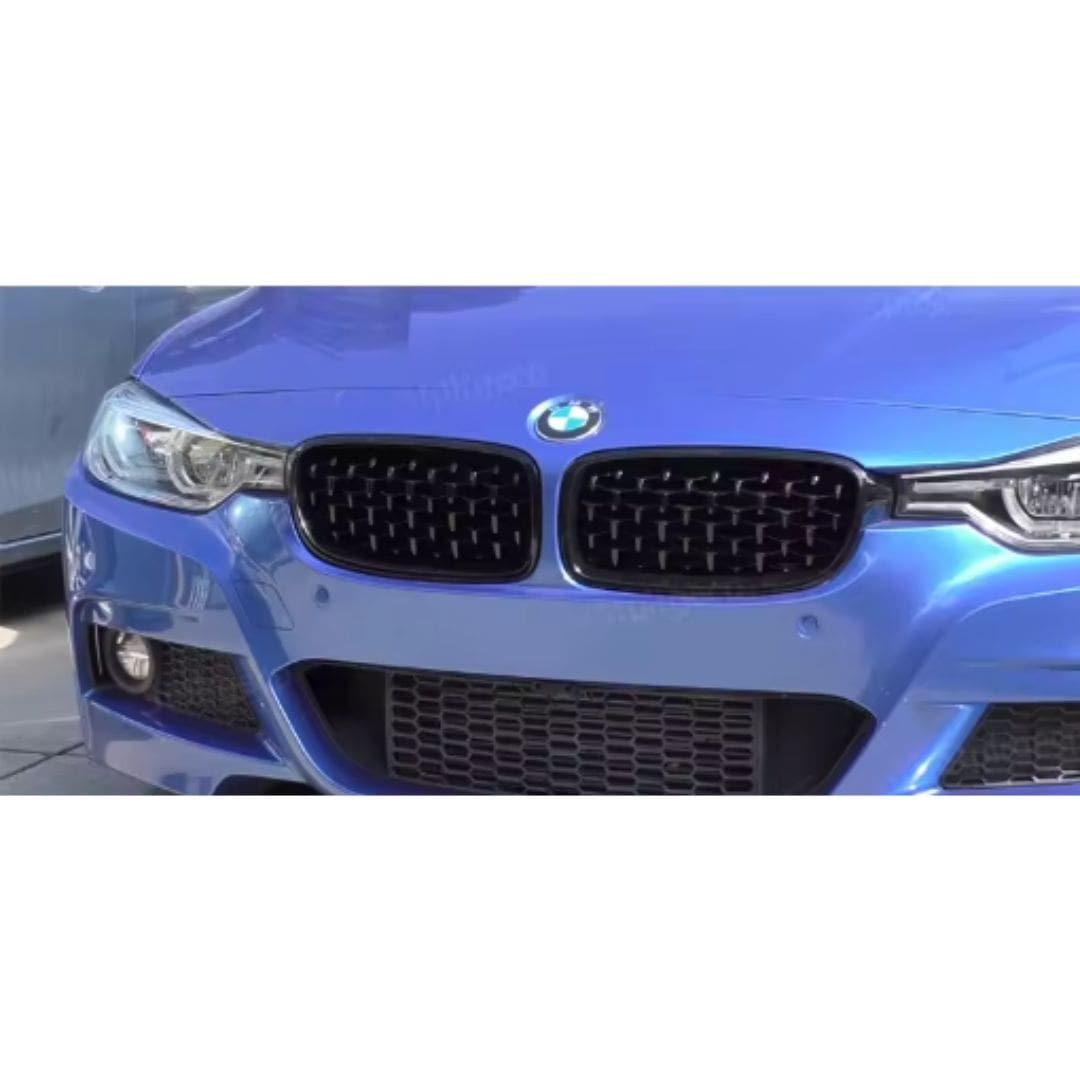 Parrilla Kidneys Riñones Diamantes BMW Serie 3 F30 Negra Brillante
