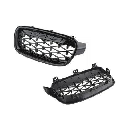 Parrilla Kidneys Riñones Diamantes BMW Serie 3 F30 Negra Brillante