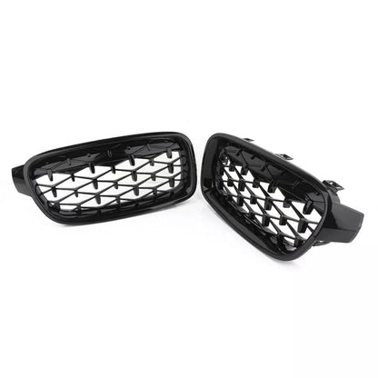 Parrilla Kidneys Riñones Diamantes BMW Serie 3 F30 Negra Brillante