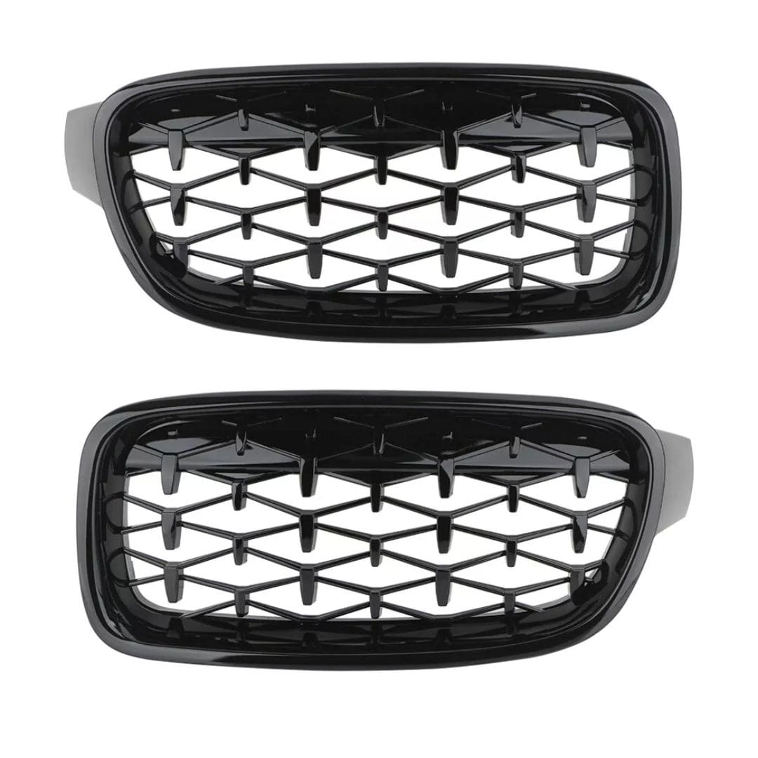 Parrilla Kidneys Riñones Diamantes BMW Serie 3 F30 Negra Brillante