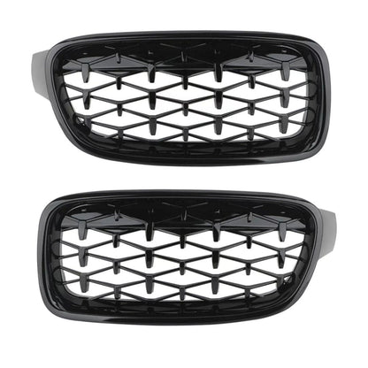 Parrilla Kidneys Riñones Diamantes BMW Serie 3 F30 Negra Brillante