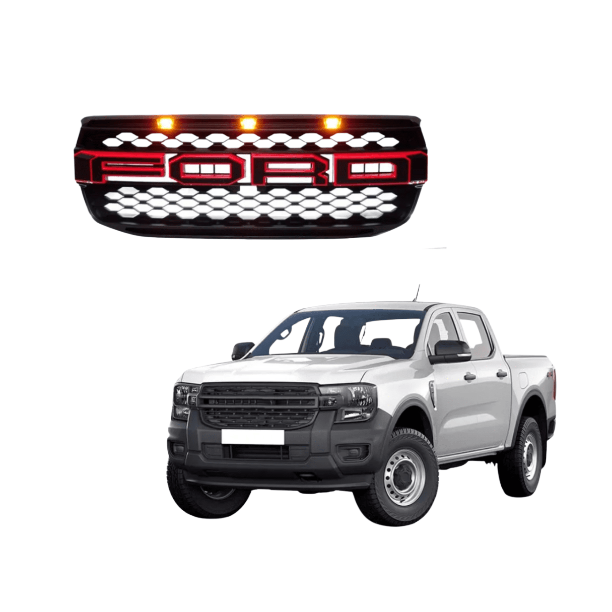 Parrilla Tipo Raptor Con Led Para Ford Ranger XL 2023-2025