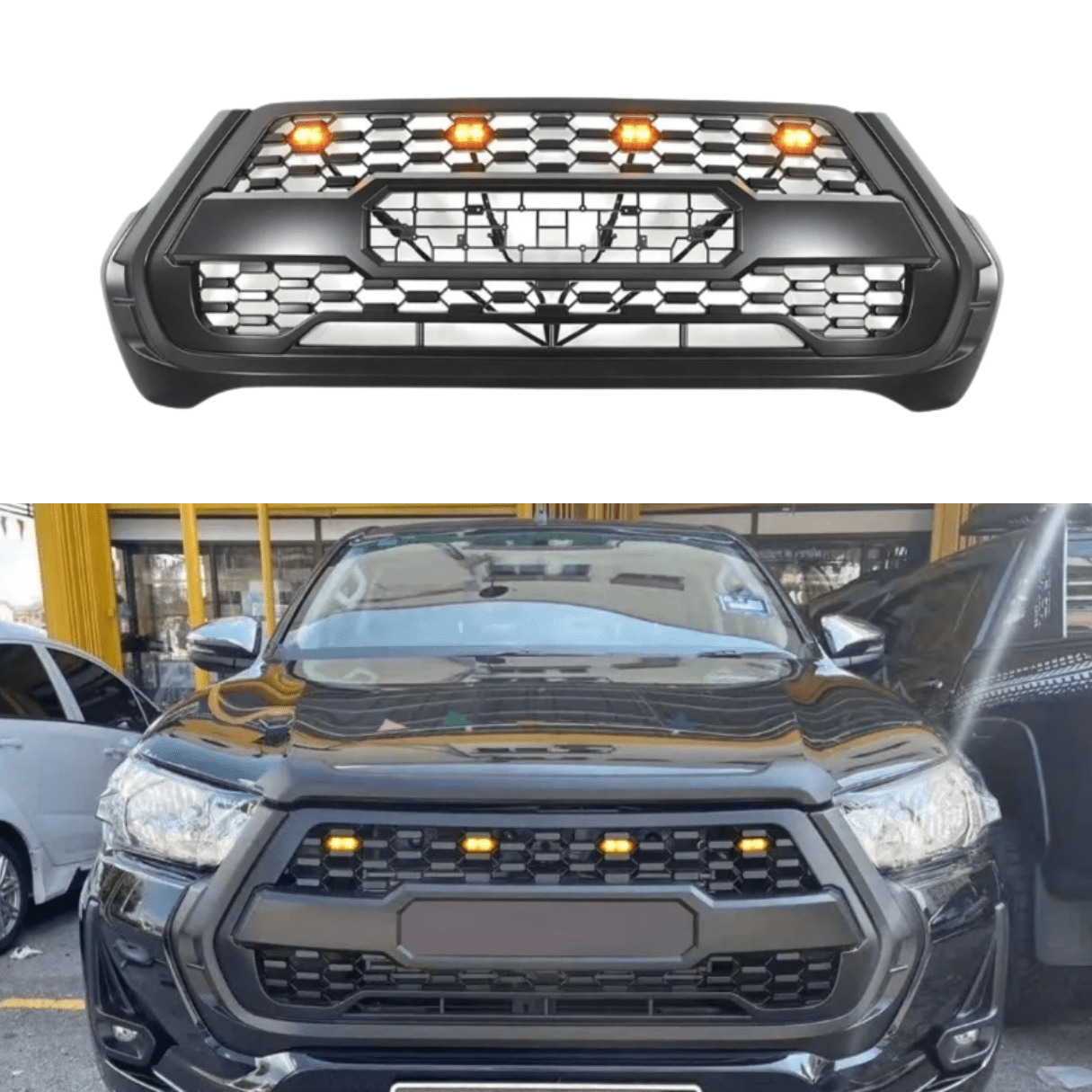 Parrilla tipo Gr para Toyota Hilux 2021-2024 Con LED