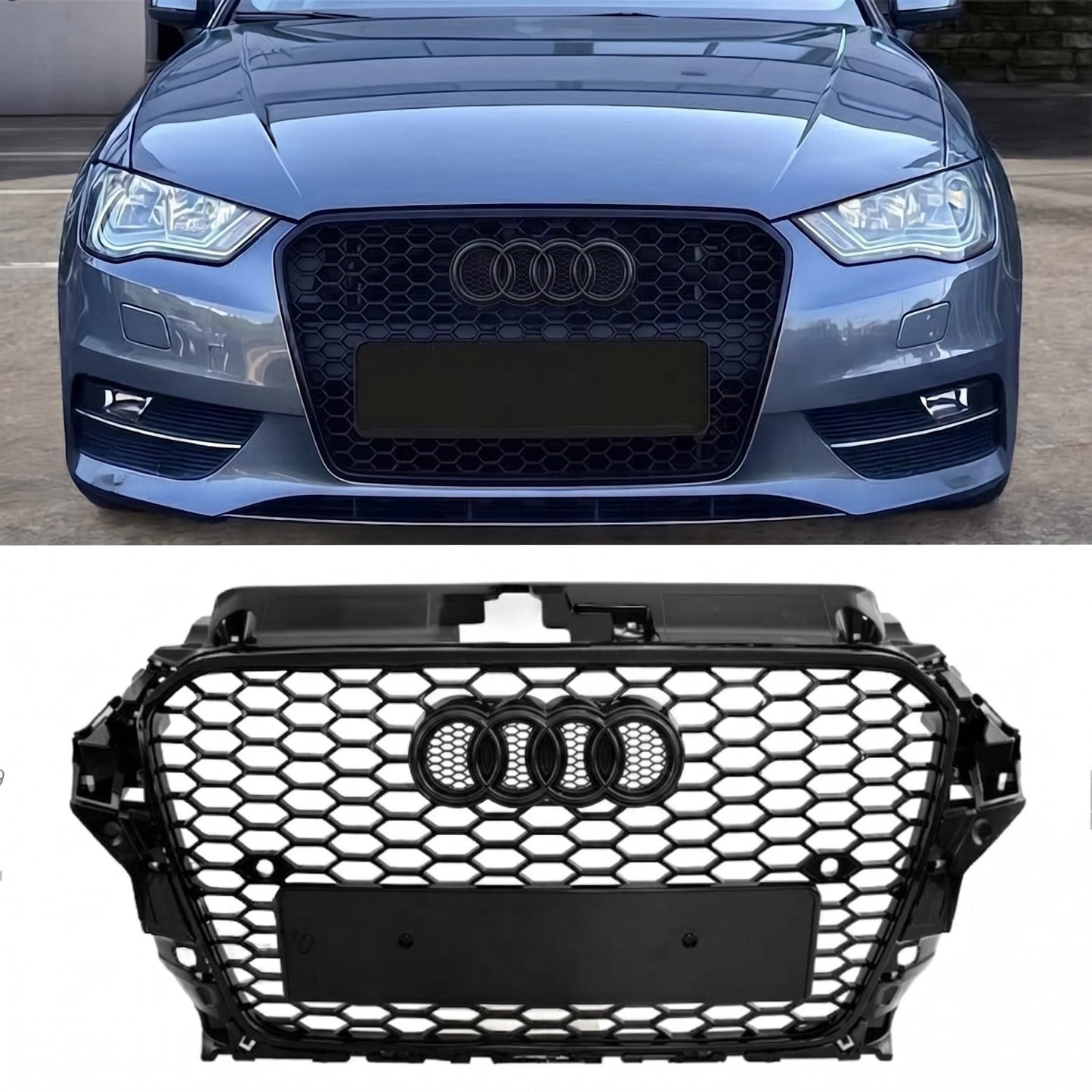 Parrilla Estilo Rs3 Para Audi A3 8v 14-16 Negra