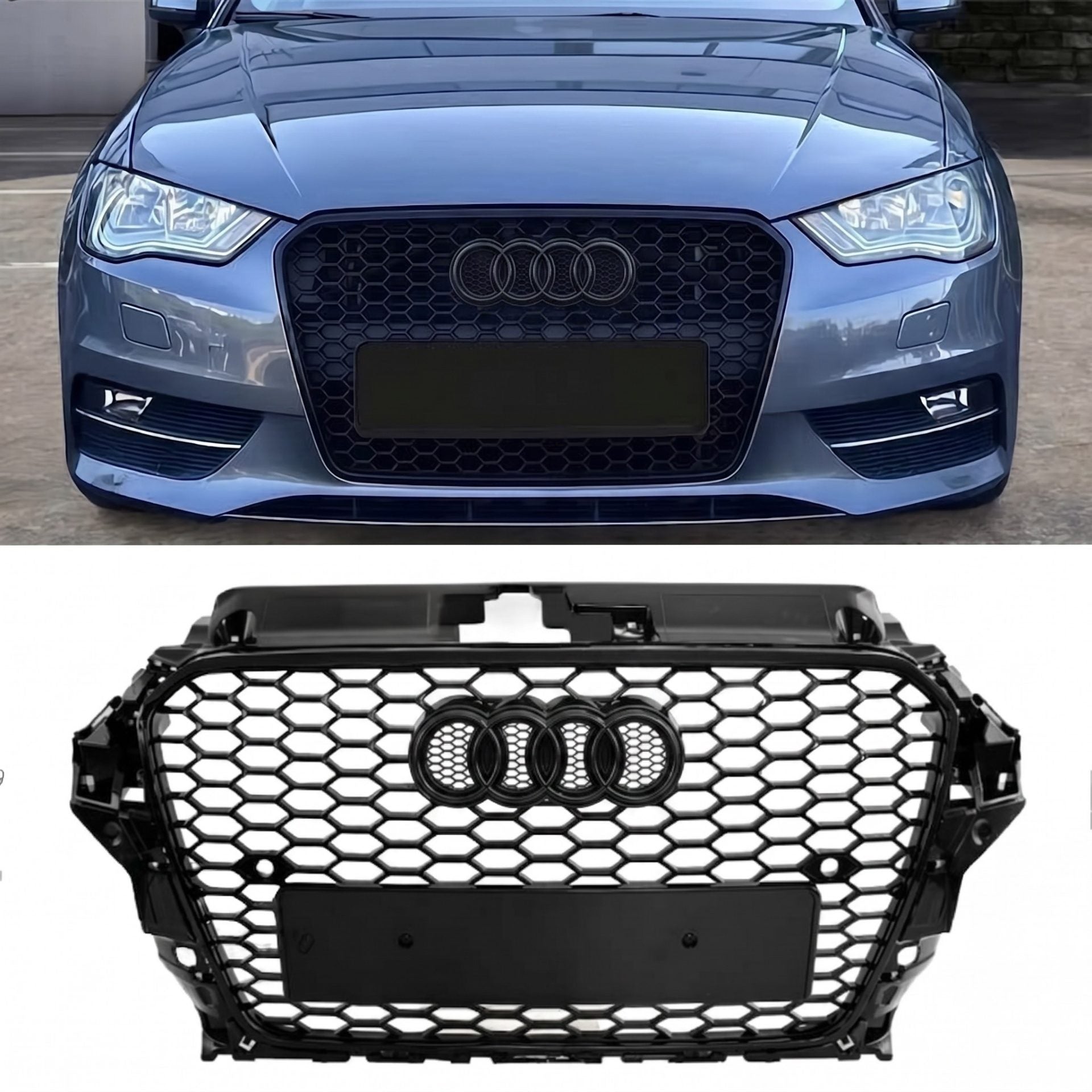 Parrilla Estilo Rs3 Para Audi A3 8v 14-16 Negra
