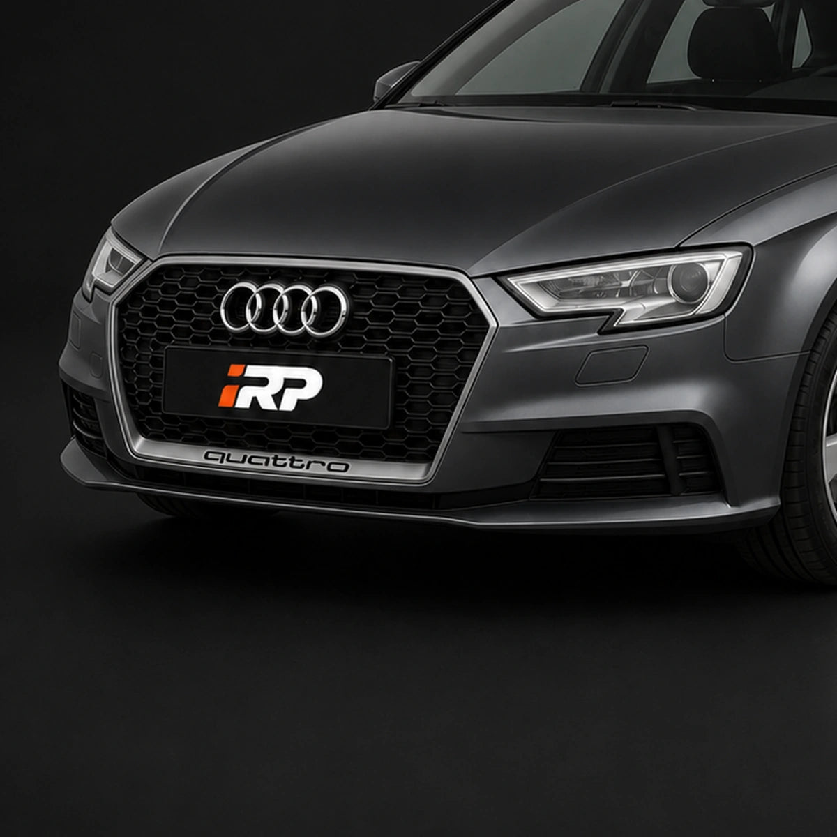 Parrilla estilo Rs3 para Audi A3 8v 17-20 Negra con Borde Gris + Quattro. [irp-catalog:parr057-1-o.webp:c3506db8d354b208]