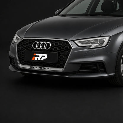 Parrilla estilo Rs3 para Audi A3 8v 17-20 Negra con Borde Gris + Quattro. [irp-catalog:parr057-1-o.webp:c3506db8d354b208]