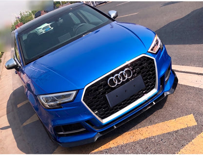 Parrilla estilo Rs3 para Audi A3 8v 17-20 Negra con Borde Gris + Quattro