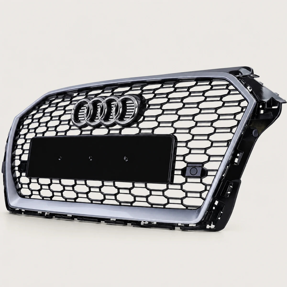 Parrilla estilo Rs3 para Audi A3 8v 17-20 Negra con Borde Gris + Quattro. [irp-catalog:parr057-gallery-1-c.webp:b92bb4f247480092]
