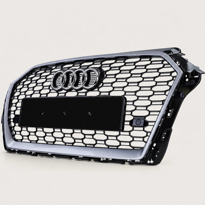 Parrilla estilo Rs3 para Audi A3 8v 17-20 Negra con Borde Gris + Quattro. [irp-catalog:parr057-gallery-1-c.webp:b92bb4f247480092]
