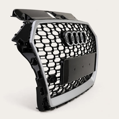 Parrilla estilo Rs3 para Audi A3 8v 17-20 Negra con Borde Gris + Quattro. [irp-catalog:parr057-gallery-2-c.webp:10b7c0e061606e42]
