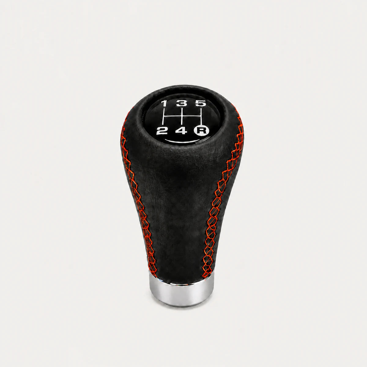 Pomo de Cambios Universal Cuero Costura Roja a Rosca Tuning 5ta/6ta. [IRP-CATALOG:POMO029-5TA-1-C.webp:1806f46086d4b0d3]