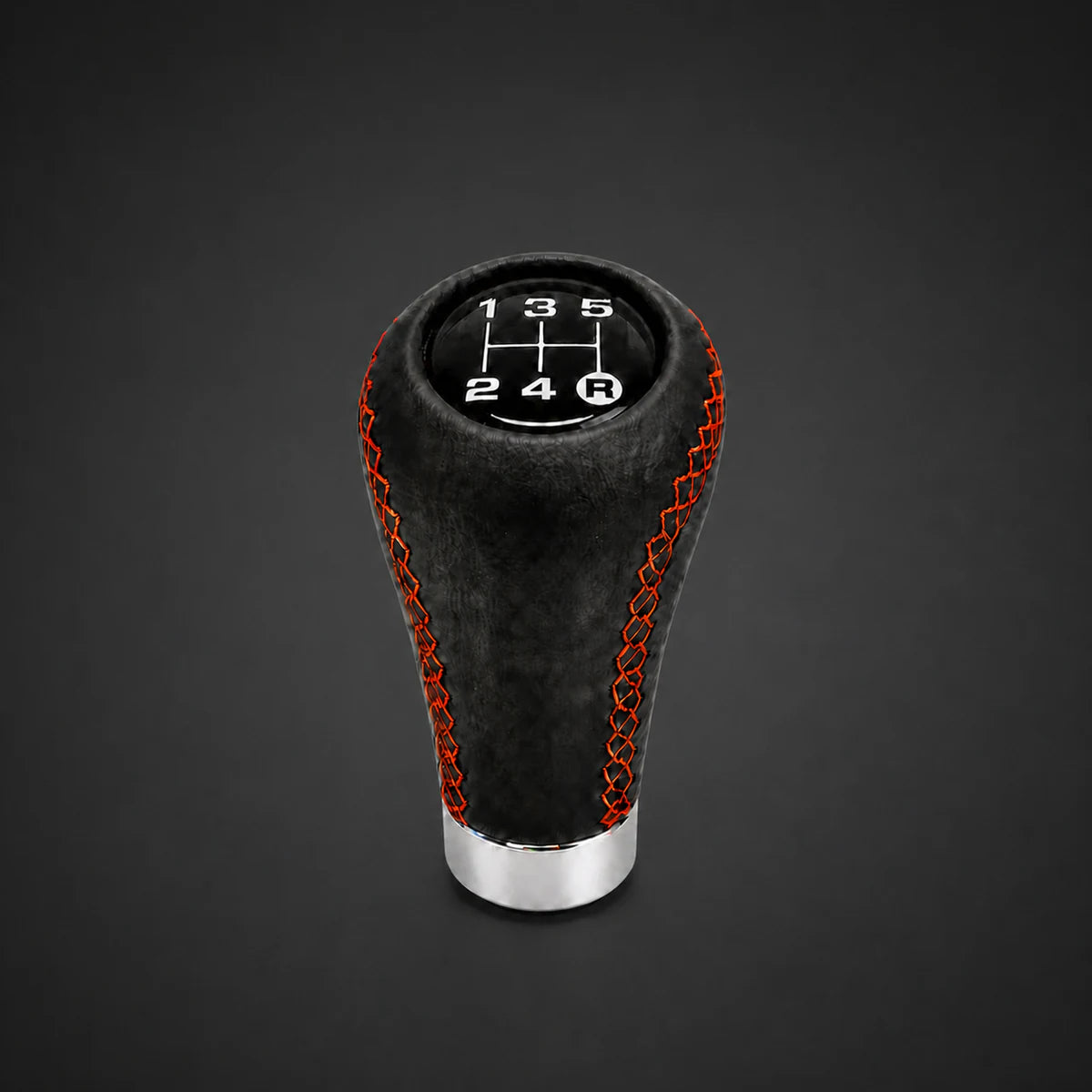 Pomo de Cambios Universal Cuero Costura Roja a Rosca Tuning 5ta/6ta. [IRP-CATALOG:POMO029-5TA-1-O.webp:fae417449a9ed934]