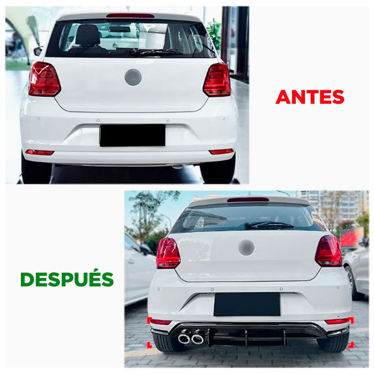 Difusor Trasero para Volkswagen Polo 18-25 estilo GTI Negro Brillante