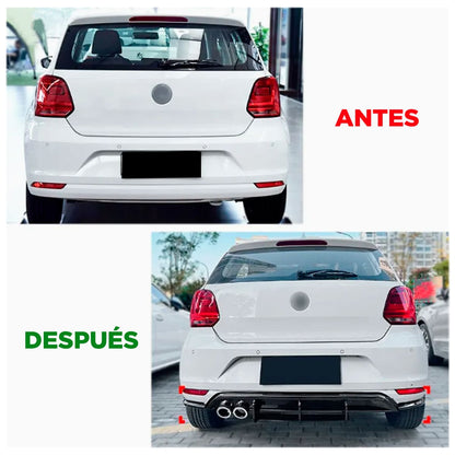 Difusor Trasero para Volkswagen Polo 18-25 estilo GTI Negro Brillante