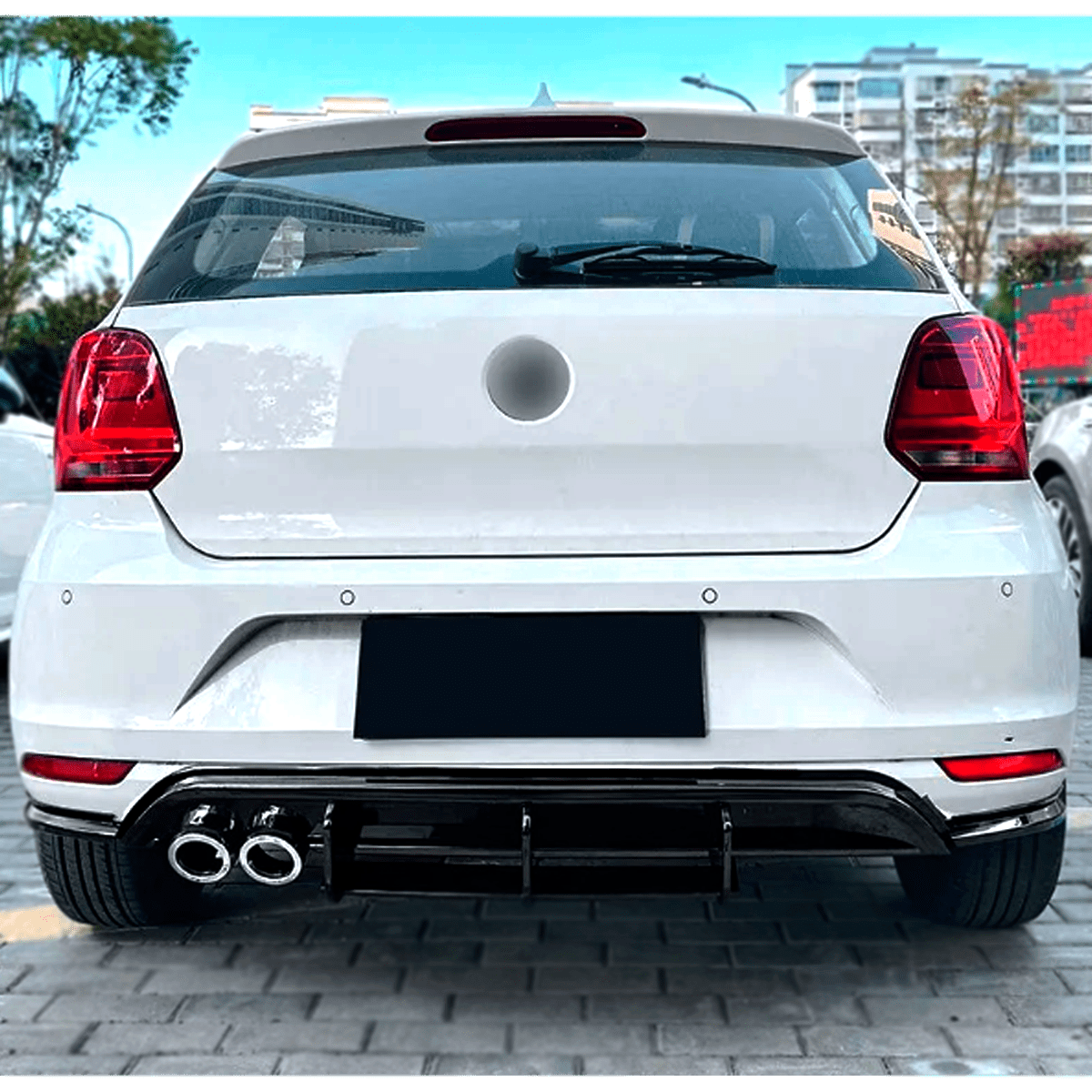 Difusor Trasero para Volkswagen Polo 18-25 estilo GTI Negro Brillante
