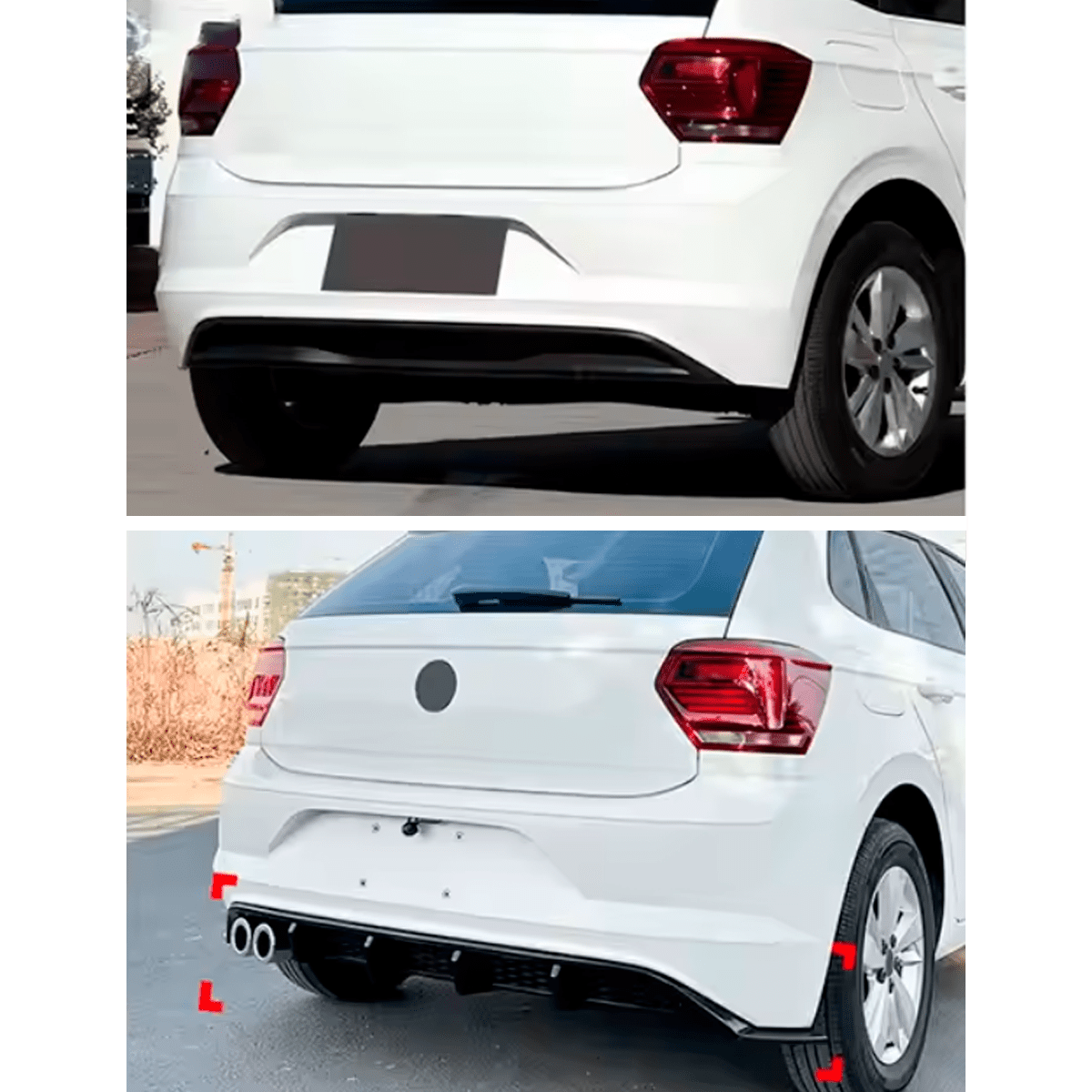 Difusor Trasero para Volkswagen Polo 18-25 estilo GTI Negro Brillante