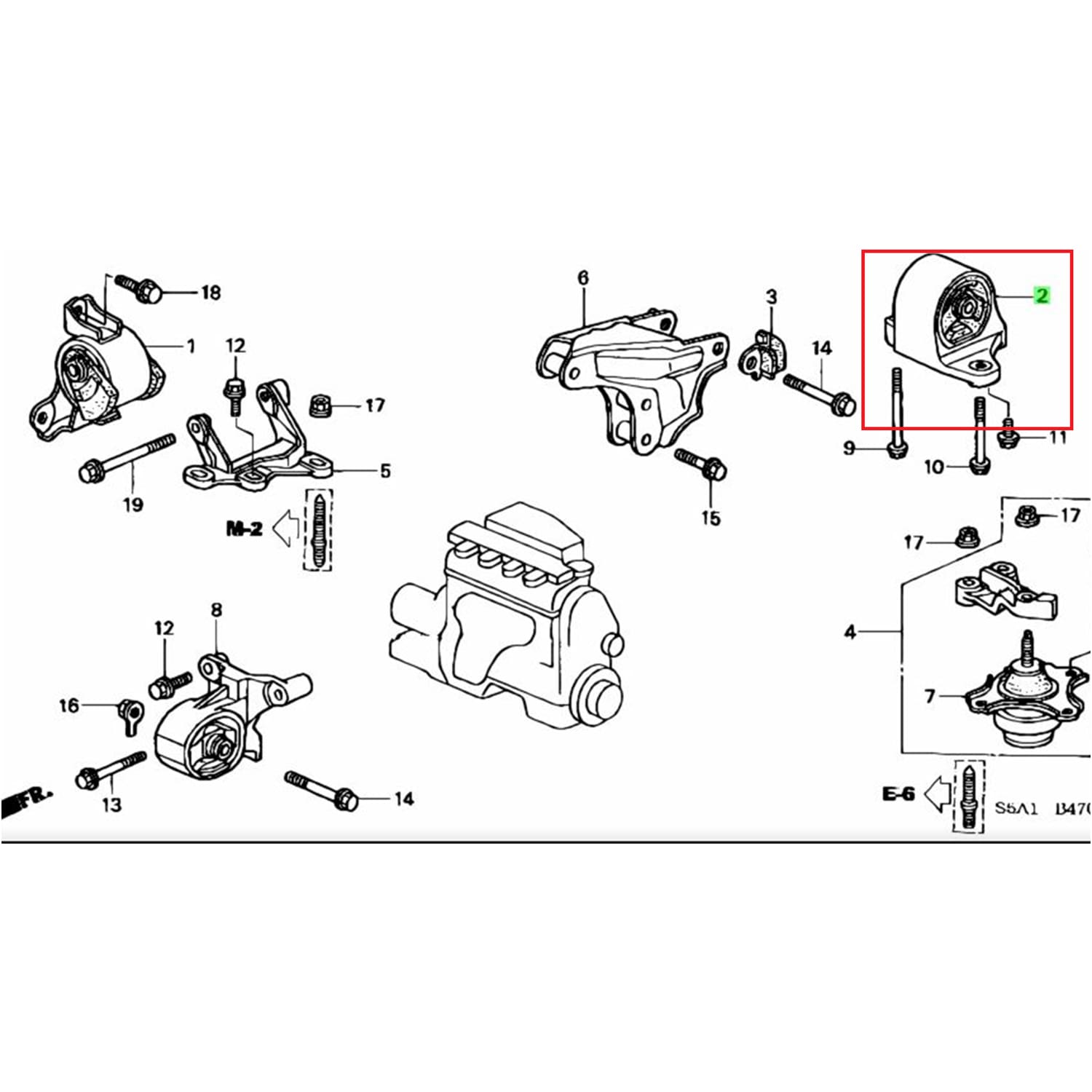 Pata Motor Trasera Honda Civic 01-05 1.7 Caja AT-MT Taco Soporte