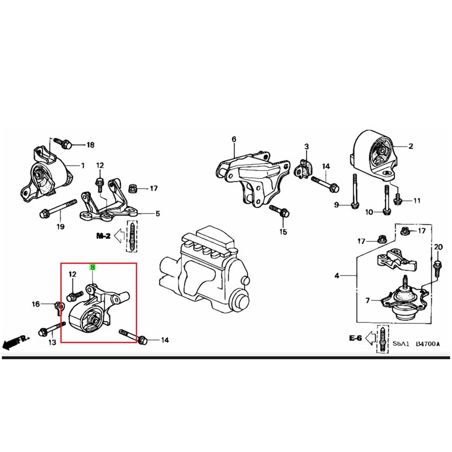 Taco pata soporte motor Delantera Honda Civic 01-05 1.7 Automatico
