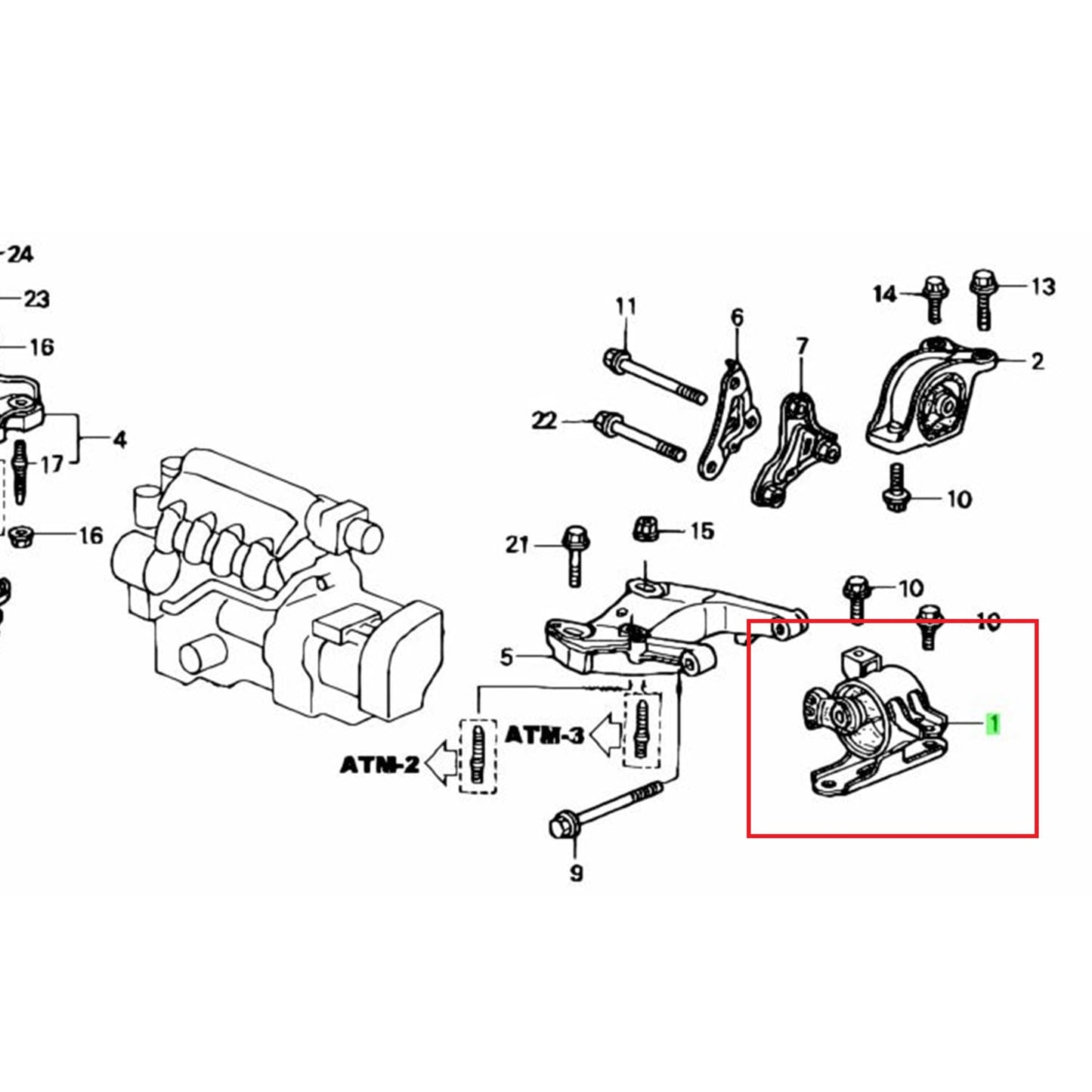 Taco pata soporte Caja Honda Fit 03-08 Automatico