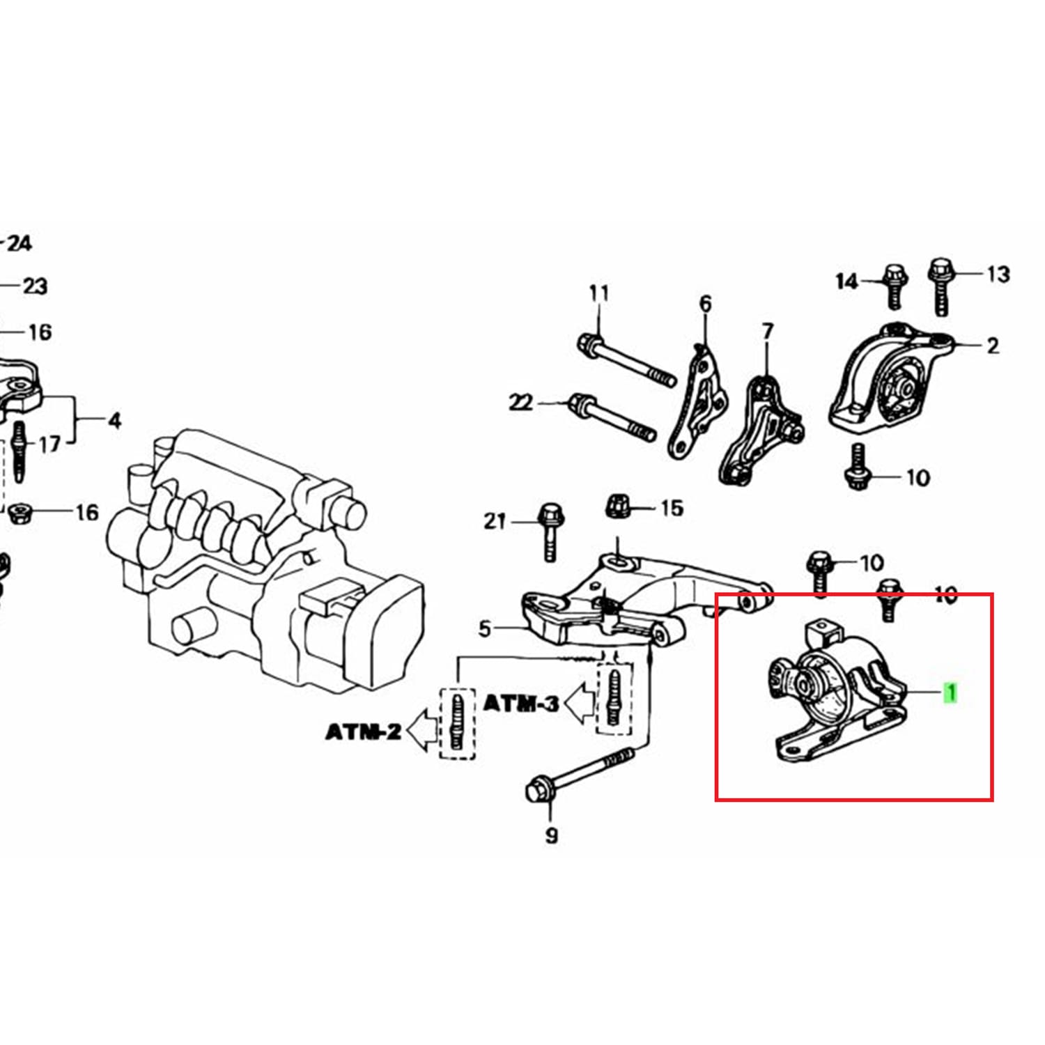 Taco pata soporte Caja Honda Fit 03-08 Automatico