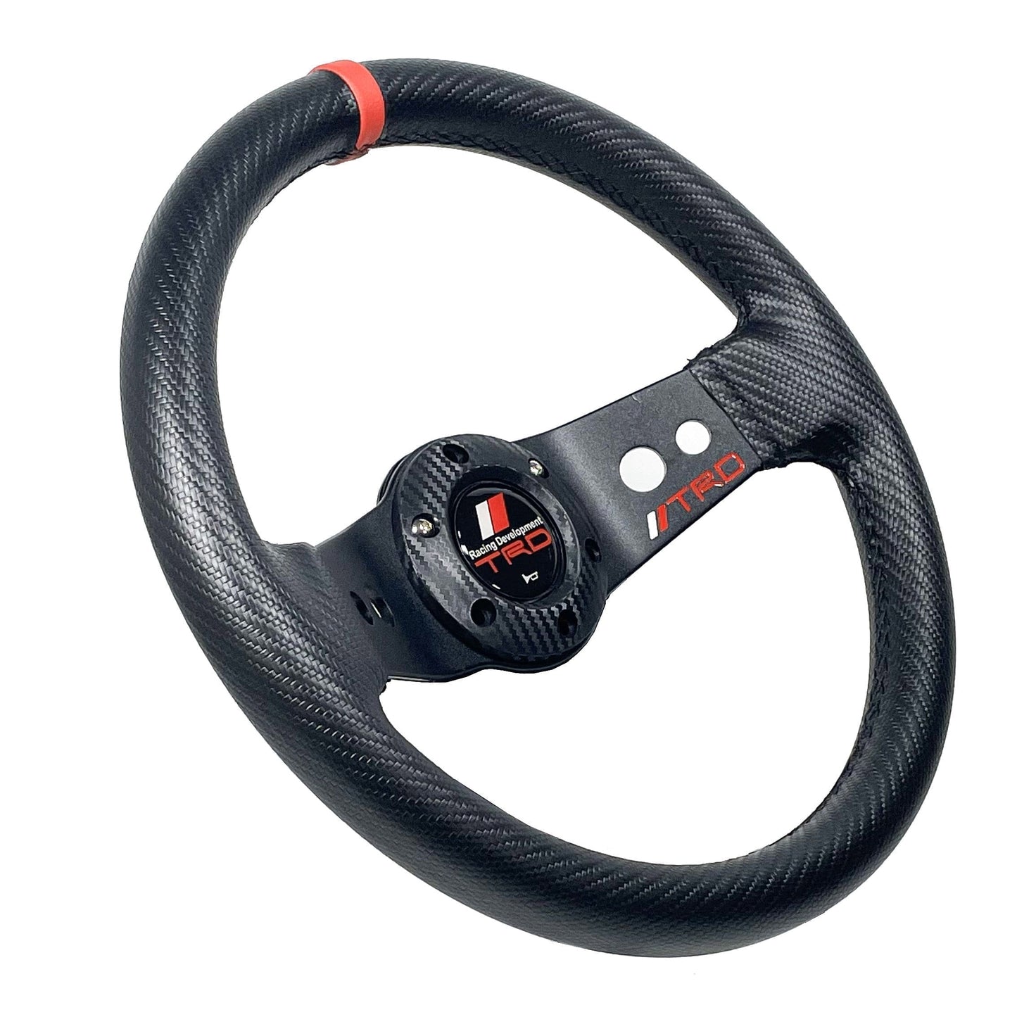 Volante de Cuero 330mm 2 Rayos Con Costuras Rojas TRD