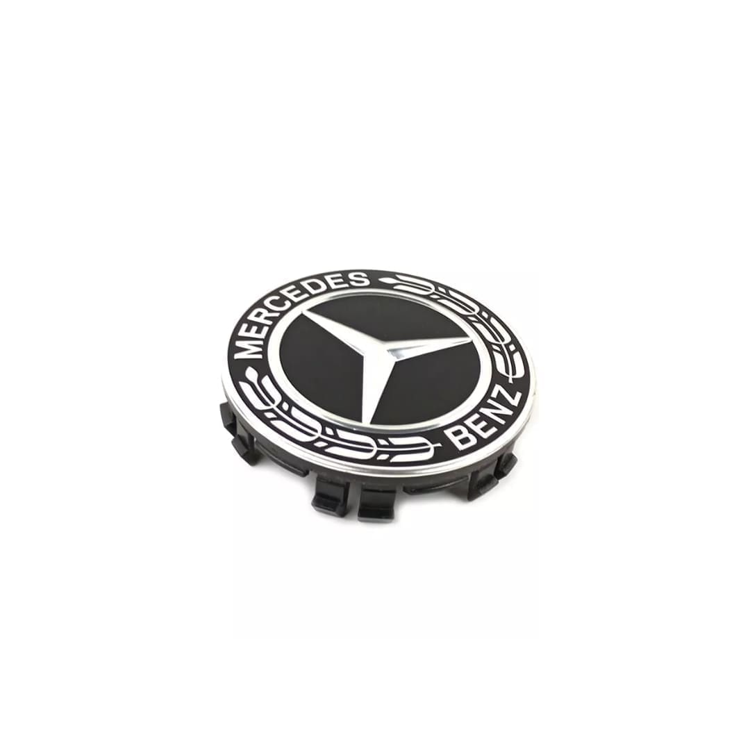 Kit X4 Centros De Llanta para Mercedes Benz Laureles 75mm Azul-Negro
