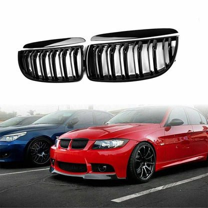 Parrilla Kidneys De Doble Vira Riñones Negra Brillante BMW Serie 3 Sedan E90 Pre-LCI 05-08